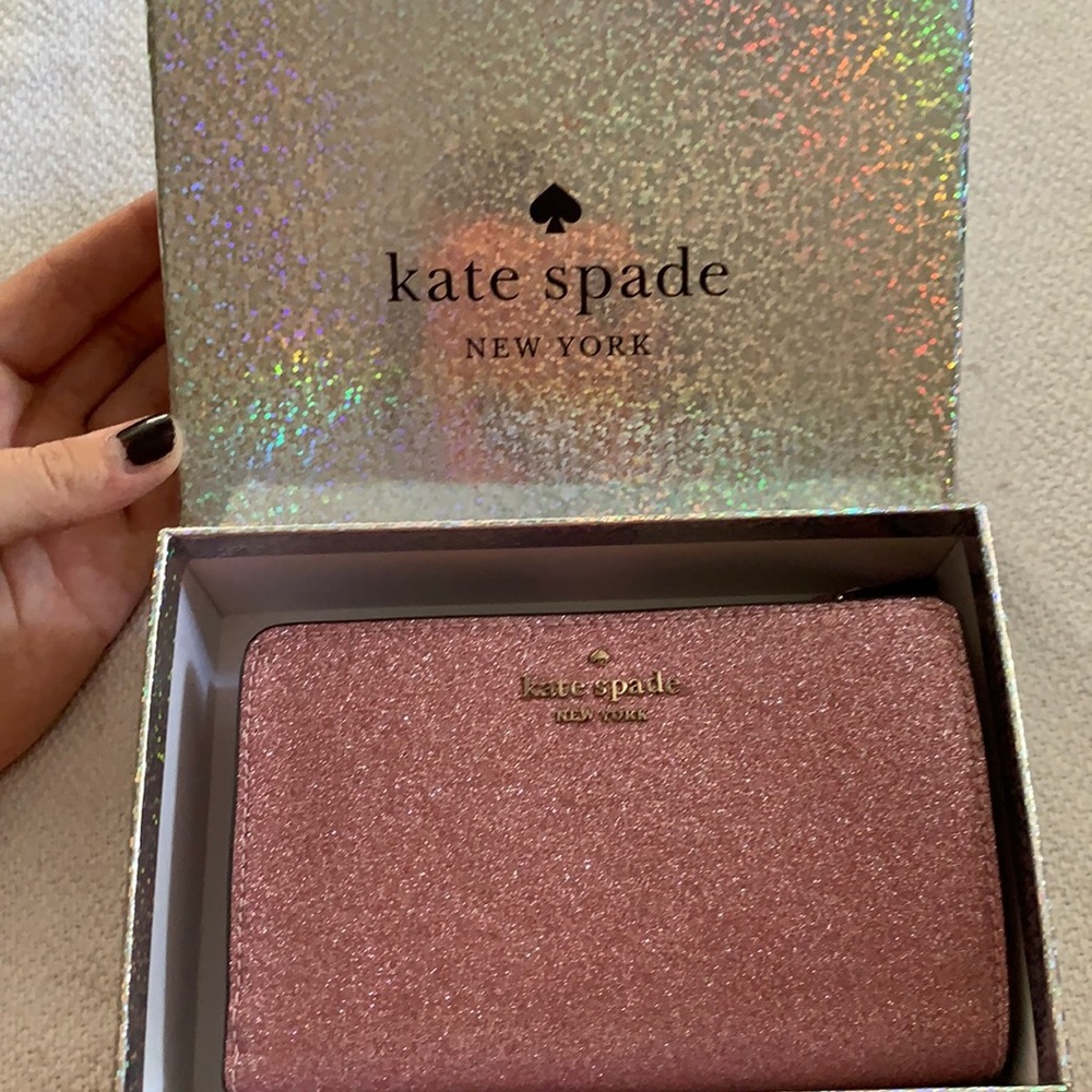 BRAND NEW Kate spade glitter rose gold wallet